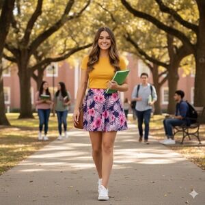 Victorias Secret Pink Skater Skirt Womens Small Pink Hibiscus Palm Leaf Mini